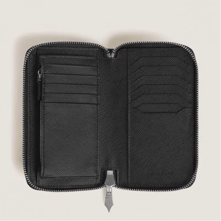 Portefeuille Continental Moyen 12cc Zippé en Cuir Sartorial