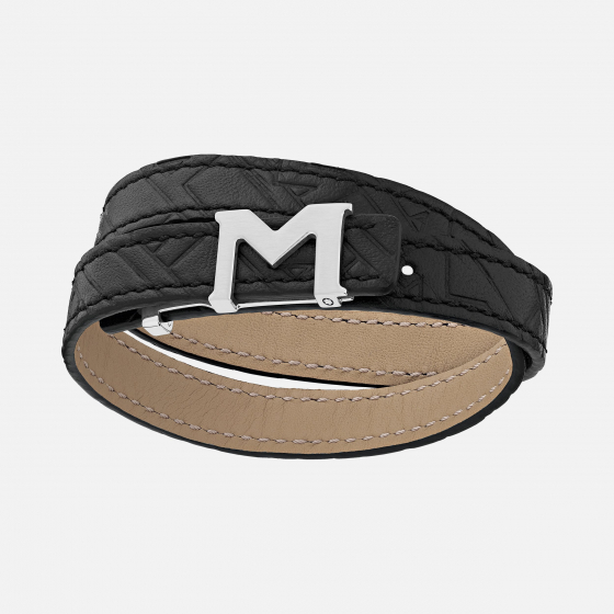 Bracelet Montblanc M logo avec cordon noir embossé