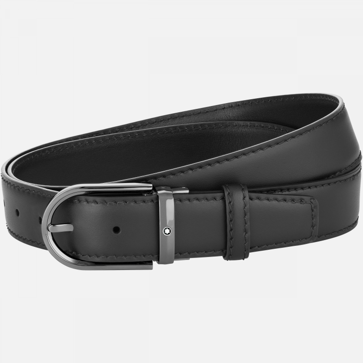 Ceinture à boucle fer à cheval de 35 mm en cuir noir
