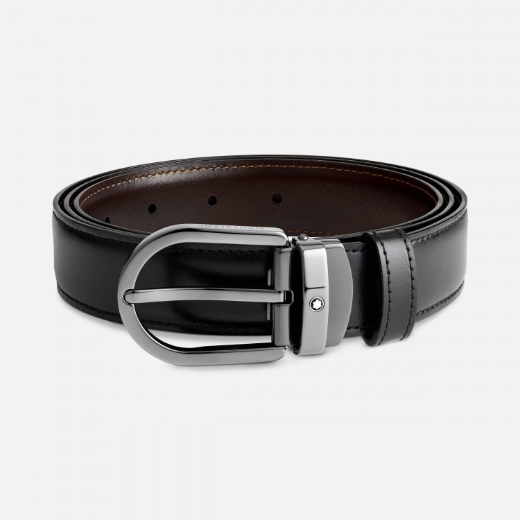Ceinture réversible à boucle fer à cheval de 30 mm en cuir noir/marron
