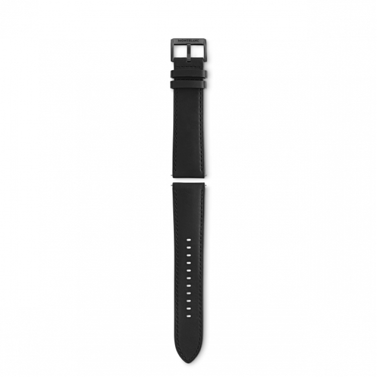 Bracelet en cuir de veau noir avec boucle ardillon noire