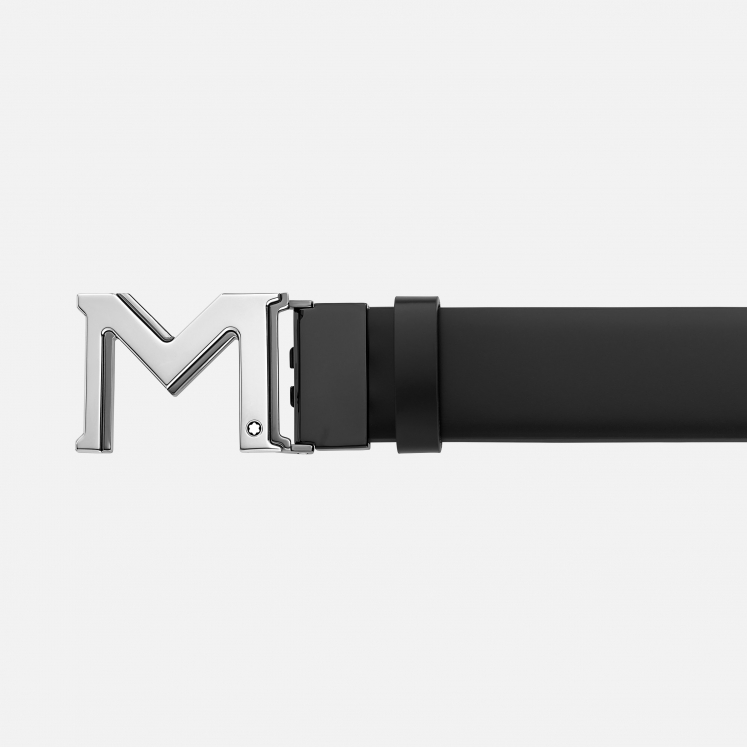 Ceinture réversible à boucle M de 35 mm en cuir noir/gris