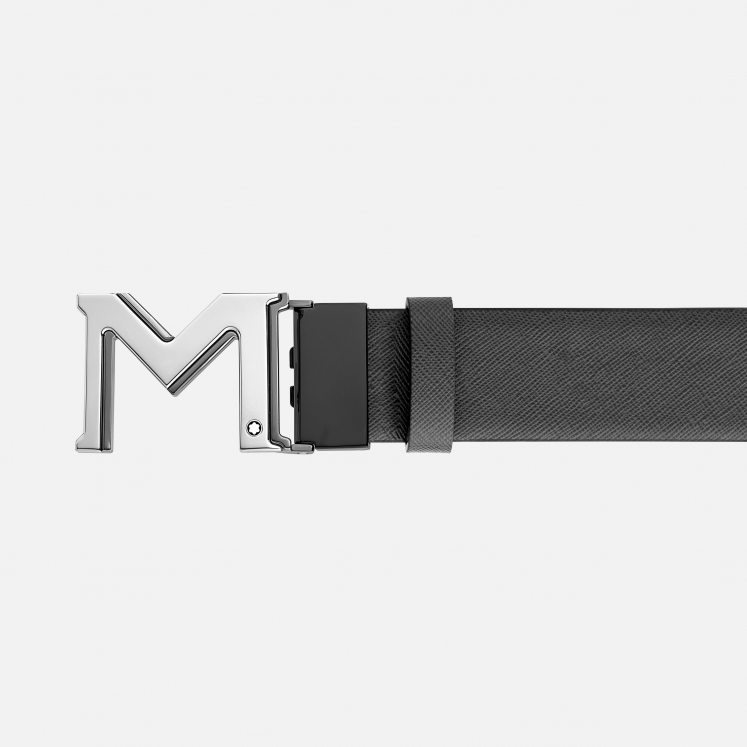 Ceinture réversible à boucle M de 35 mm en cuir noir/gris