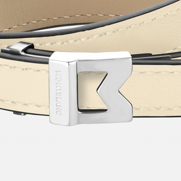 Bracelet Montblanc M Logo en cuir couleur ivoire, taille ajustable