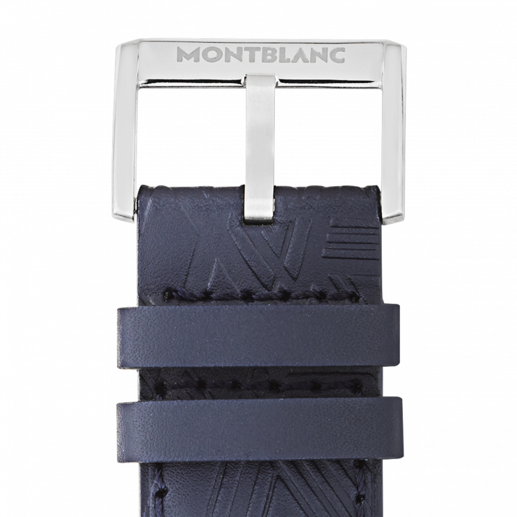 Bracelet en cuir de veau bleu avec boucle ardillon grise