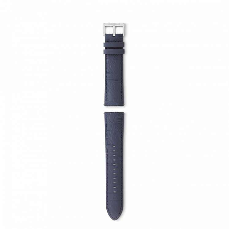 Bracelet en cuir de veau bleu avec boucle ardillon grise