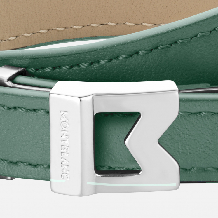 Bracelet M logo en cuir gris d’étain. Taille réglable