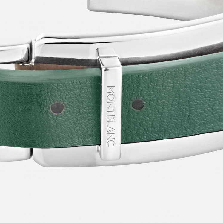 Bracelet Wrap Me en acier et en cuir gris d’étain. Taille réglable