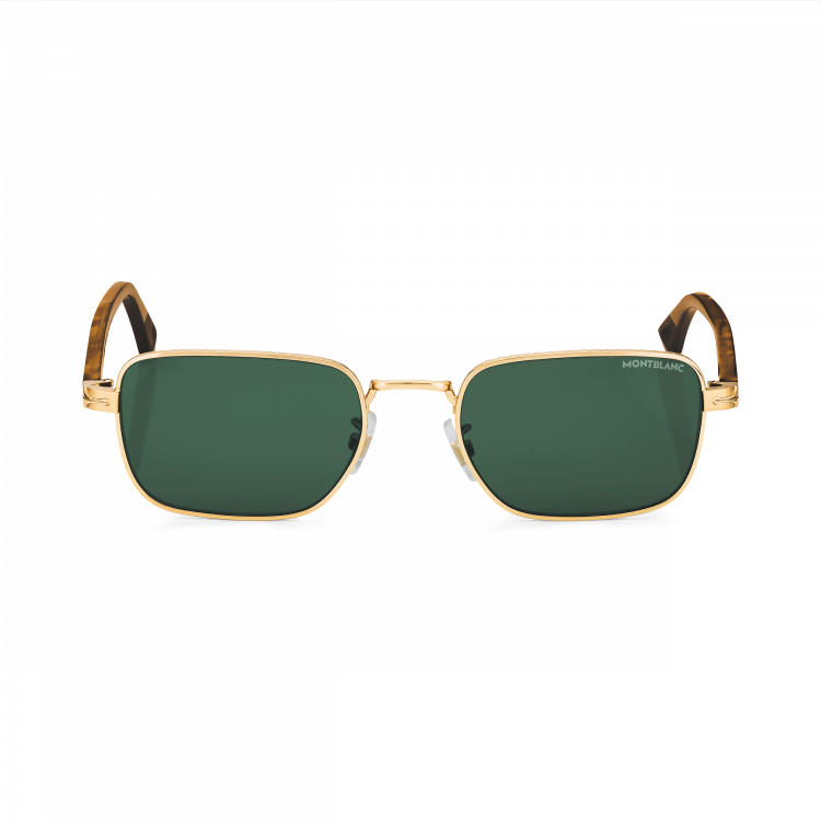 Lunettes de soleil rectangulaires à monture métallique dorée