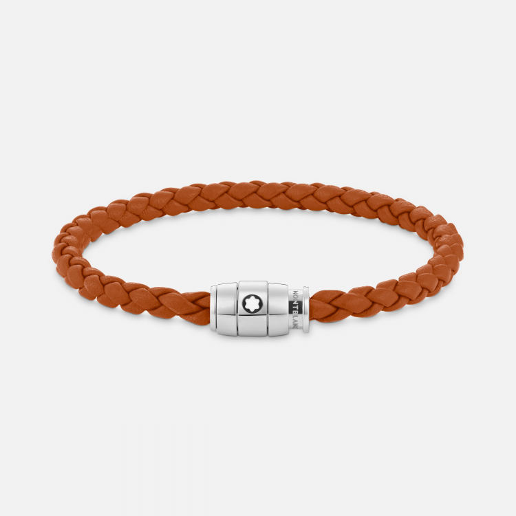 Bracelet à 3 anneaux de la collection Meisterstück en acier et en cuir rouille