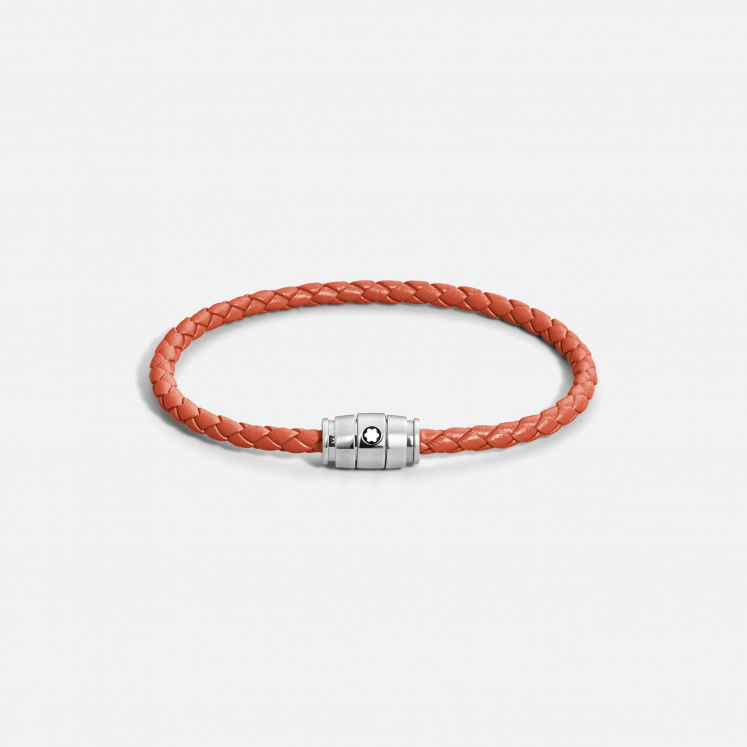 Bracelet acier 3 anneaux Collection Meisterstück en cuir cayenne