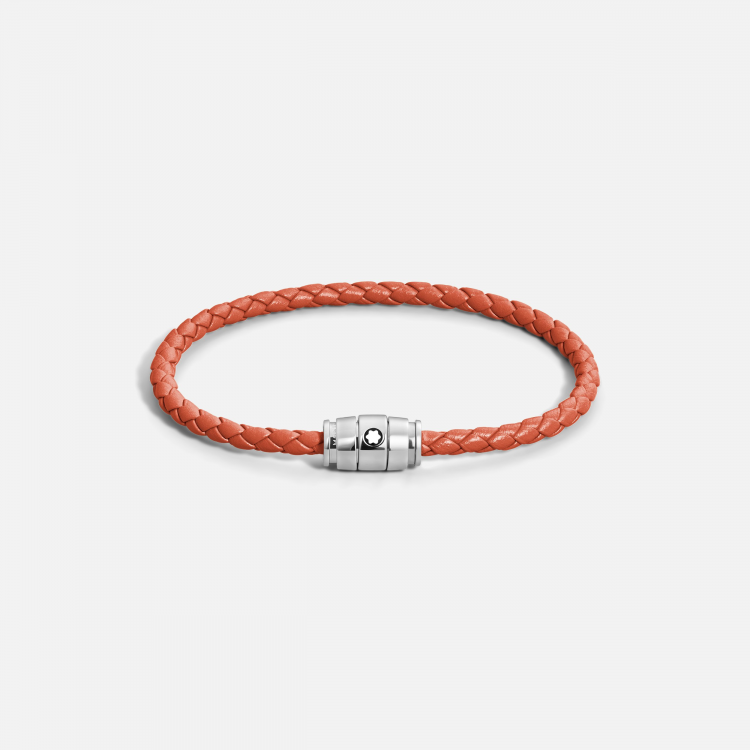 Bracelet acier 3 anneaux Collection Meisterstück en cuir cayenne