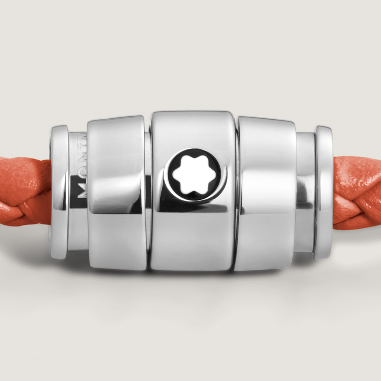 Bracelet acier 3 anneaux Collection Meisterstück en cuir cayenne