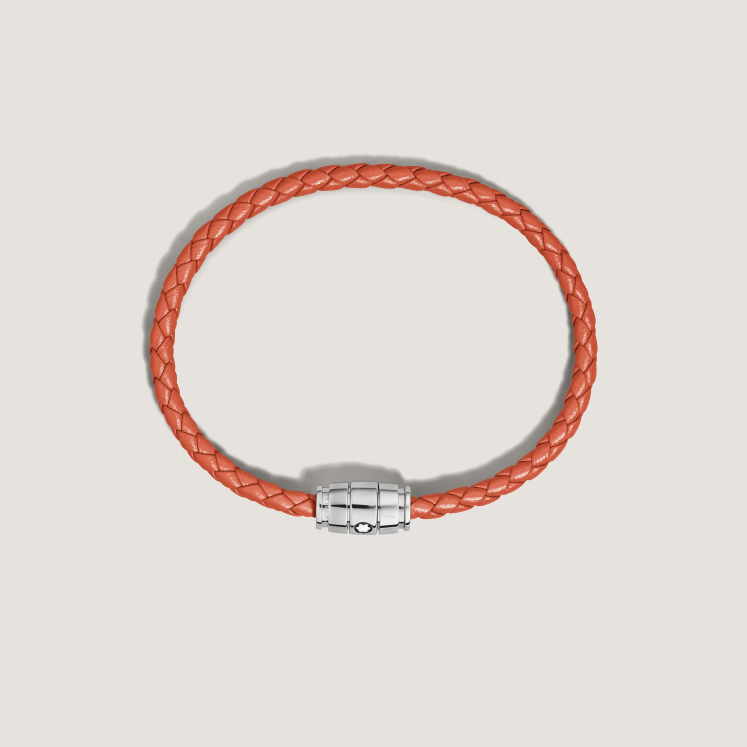 Bracelet acier 3 anneaux Collection Meisterstück en cuir cayenne