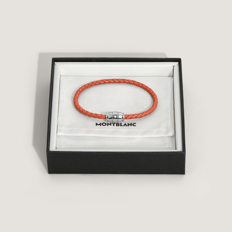 Bracelet acier 3 anneaux Collection Meisterstück en cuir cayenne