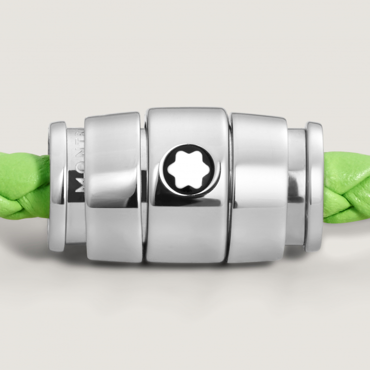 Bracelet acier 3 anneaux Collection Meisterstück en cuir vert citron