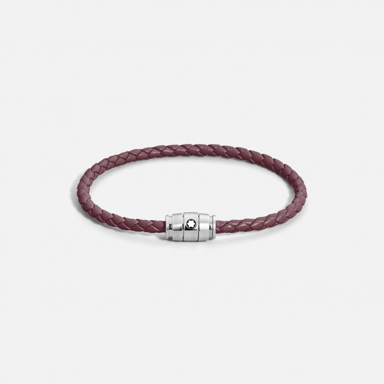 Bracelet acier 3 anneaux Collection Meisterstück en cuir cassis