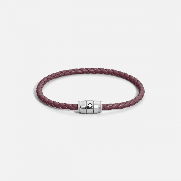 Bracelet acier 3 anneaux Collection Meisterstück en cuir cassis