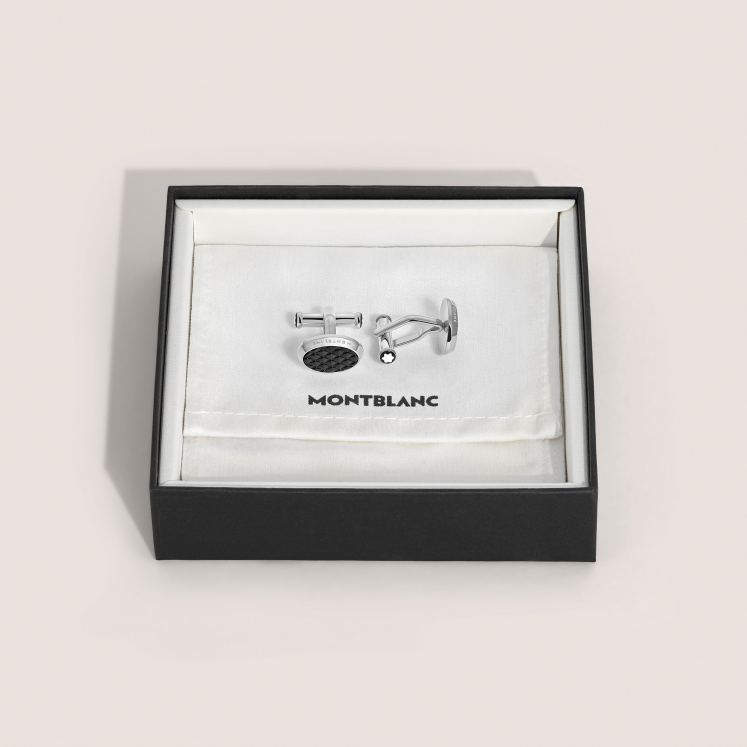 Boutons de Manchette Ovales Meisterstück avec Incrustation Géométrique en Laque