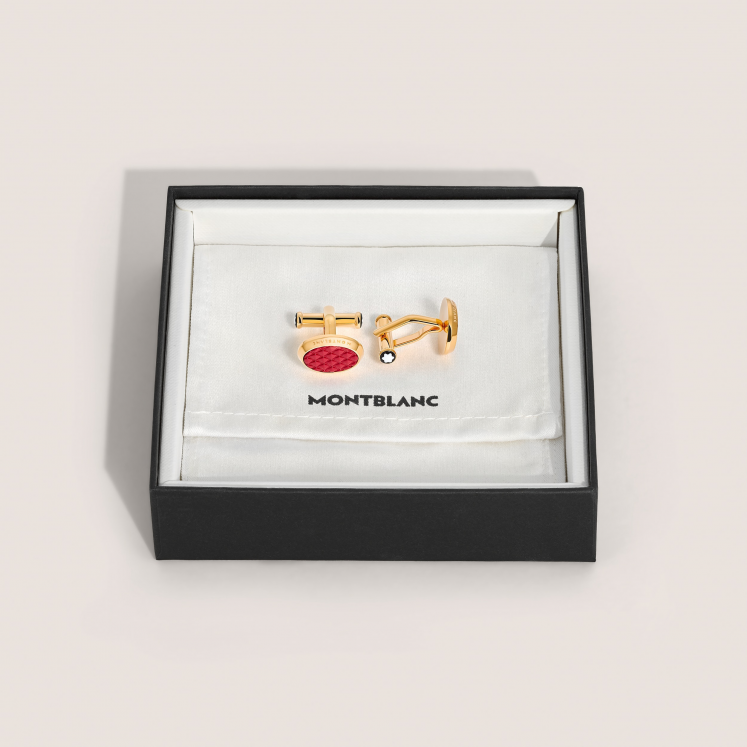 Boutons de Manchette Ovales Meisterstück avec Incrustation Géométrique en Laque