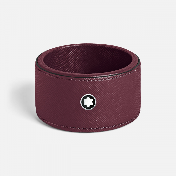 Plateau de bureau rond en cuir cassis (petit)