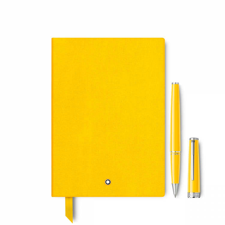 Coffret Composé d’un Rollerball PIX Jaune et d’un Carnet Moyen Format, Pages Lignées