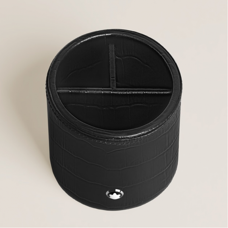 Porte-Stylos de Bureau en Cuir Embossé Croco