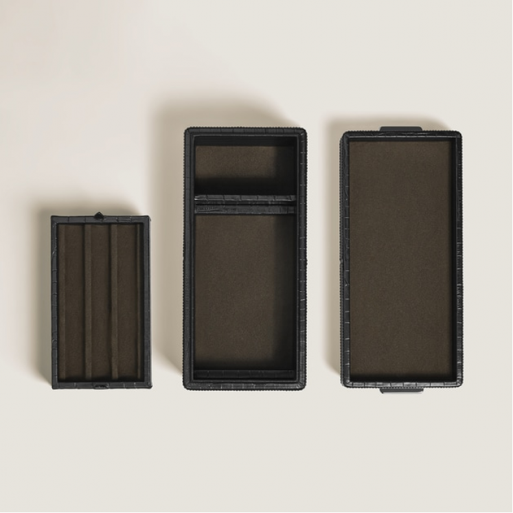 Boîte à Stylos en Cuir Embossé Croco