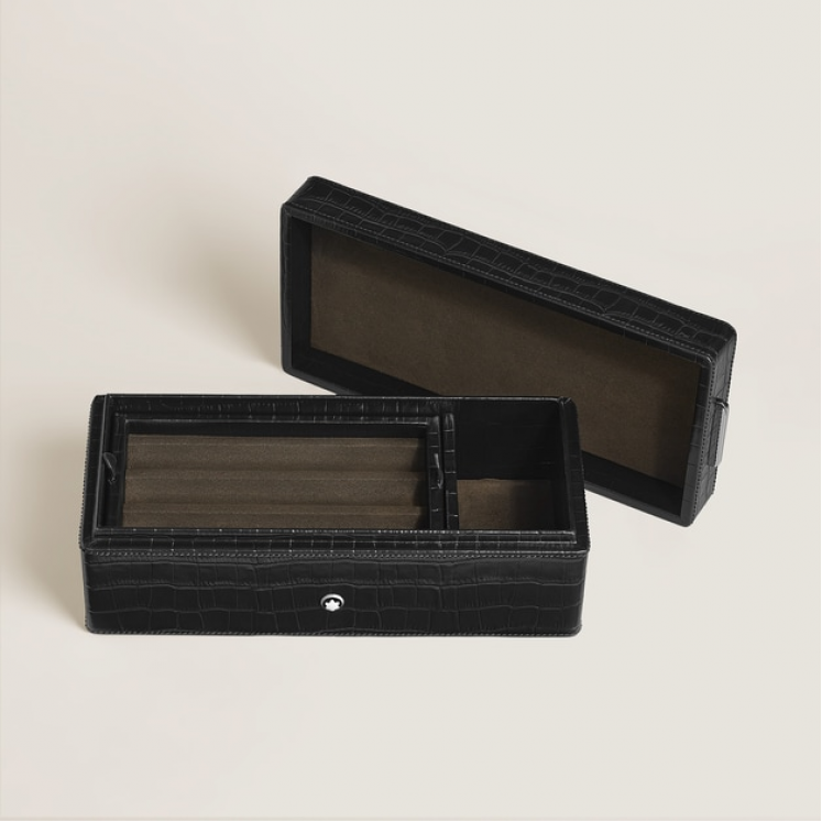 Boîte à Stylos en Cuir Embossé Croco