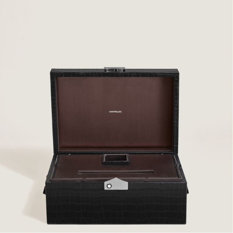 Coffret de Collectionneur pour Instruments d'Écriture en Cuir Embossé Croco
