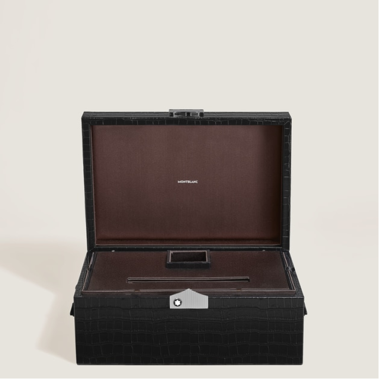 Coffret de Collectionneur pour Instruments d'Écriture en Cuir Embossé Croco