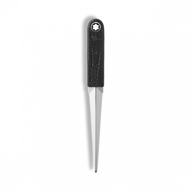 Coupe-papier, cuir embossé croco, noir