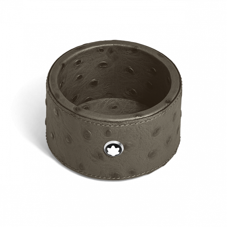 Plateau de Bureau Petit Format, Cuir Embossé Autruche, Kaki