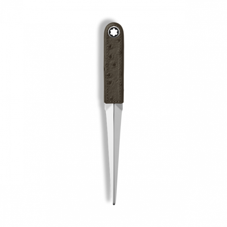 Coupe-papier, Cuir Embossé Autruche, Kaki