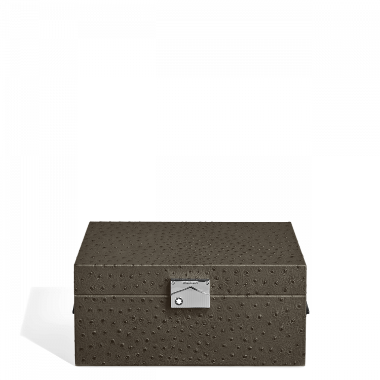 Coffret de Collectionneur pour Instruments d'&Eacute;criture en Cuir Imprim&eacute; Autruche