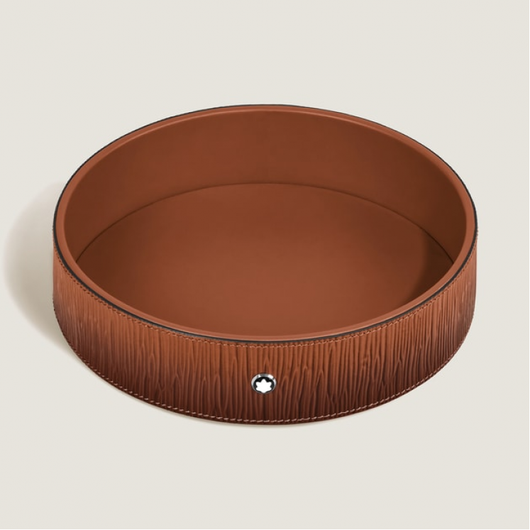 Grand Plateau de Bureau Rond en Cuir Corteccia Sfumato