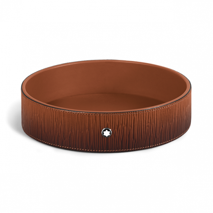 Grand Plateau de Bureau Rond en Cuir Corteccia Sfumato