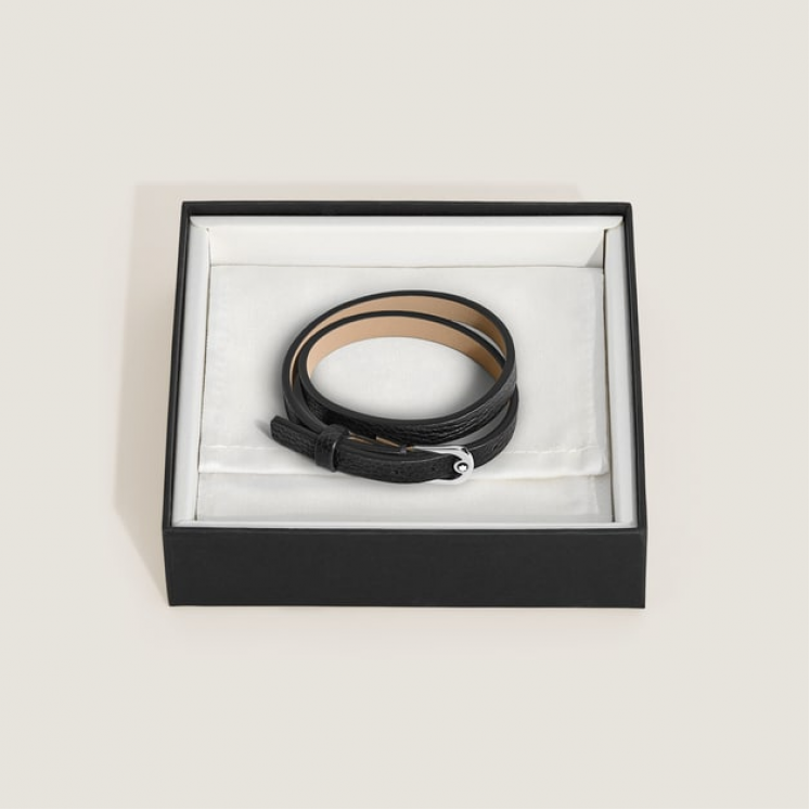 Bracelet Réglable Horseshoe en Cuir Grainé