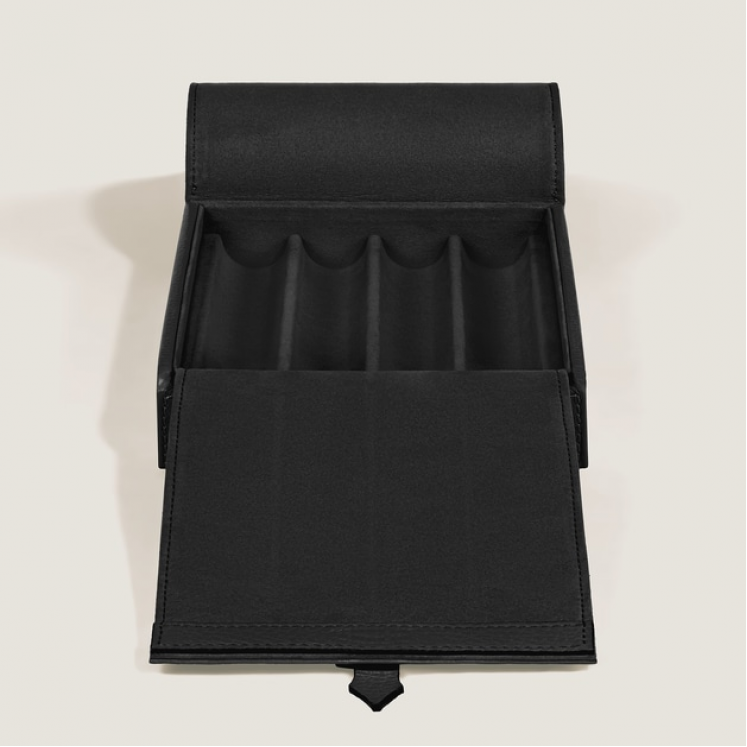 Coffret de Voyage pour 4 Instruments d’Écriture en Cuir Grainé