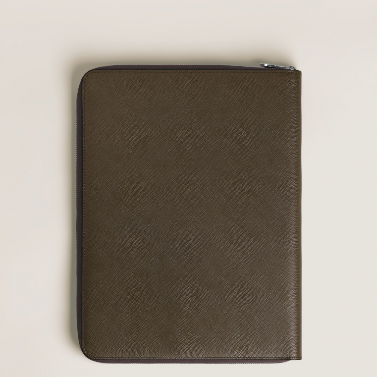 Étui pour Carnet Moyen Format Zippé en Cuir Sartorial