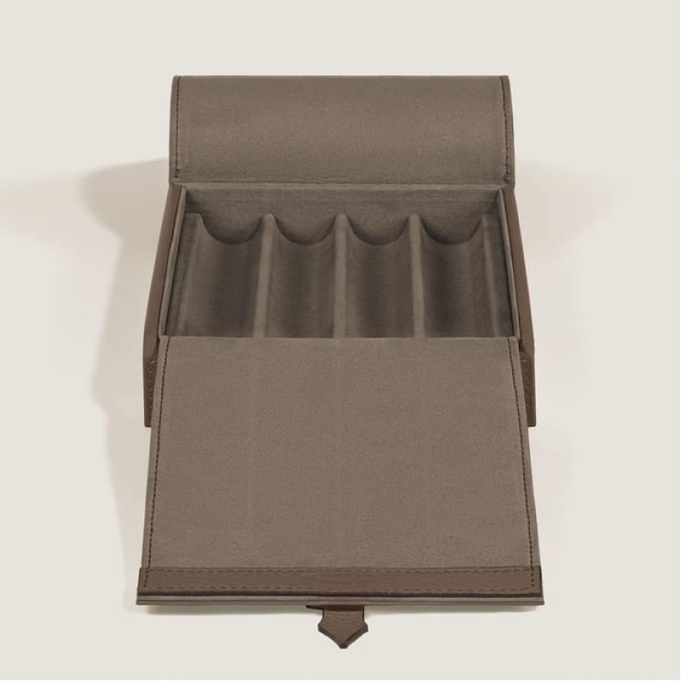 Coffret de Voyage pour 4 Instruments d’Écriture en Cuir Grainé