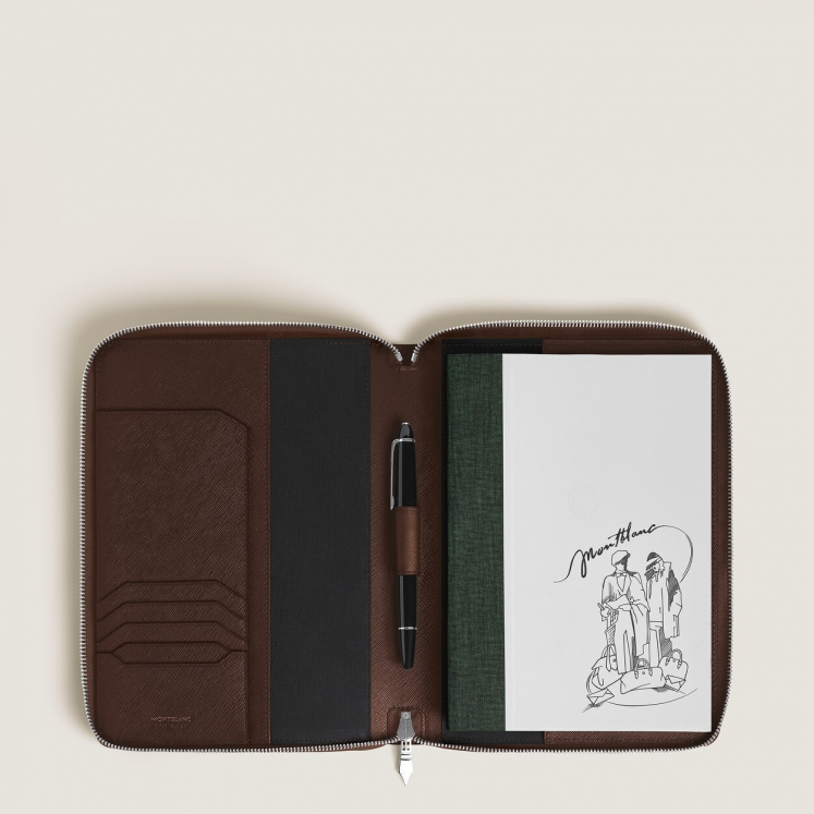 Étui pour Carnet Moyen Format Zippé en Cuir Sartorial