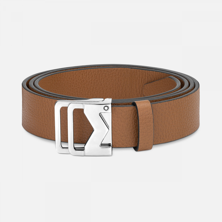 Ceinture 35 mm en cuir grainé caramel