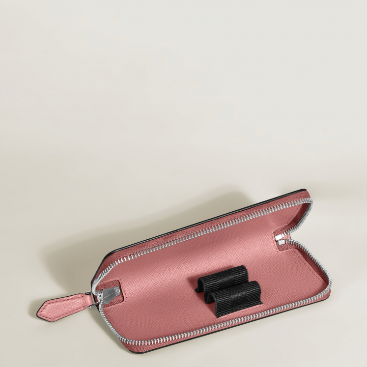 Étui pour 2 Instruments d'Écriture Zippé en Cuir Sartorial