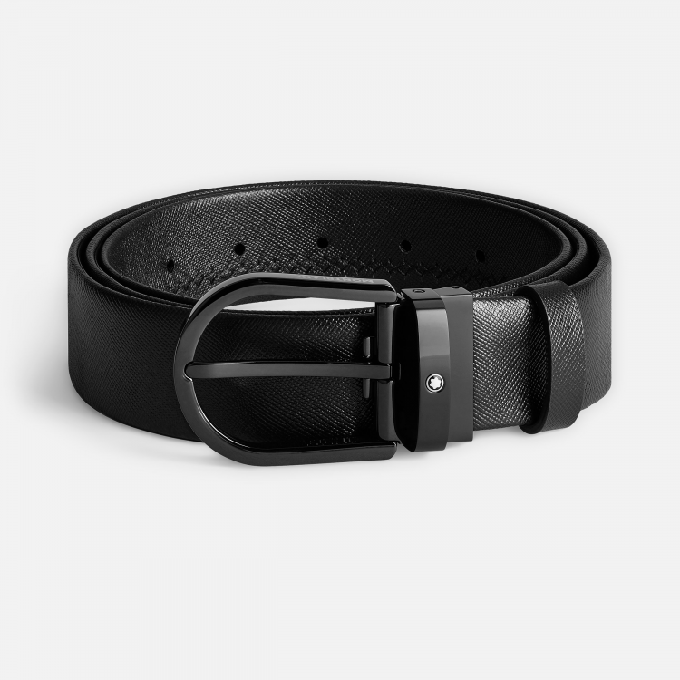 Ceinture à boucle fer à cheval de 35 mm en cuir noir