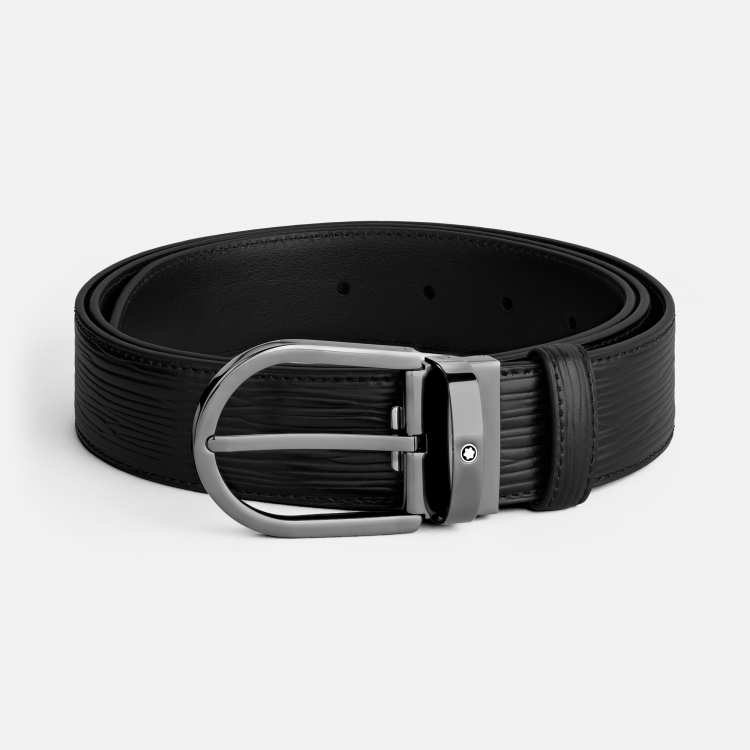 Ceinture à boucle fer à cheval de 35 mm en cuir noir