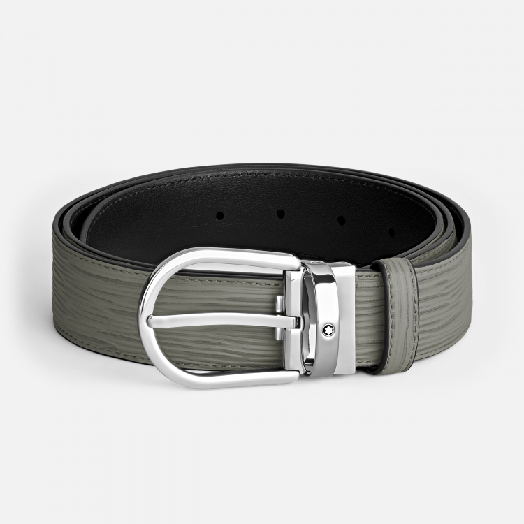 Ceinture à boucle fer à cheval de 35 mm en cuir gris moyen