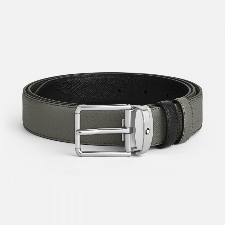 Ceinture réversible de 30 mm en cuir gris moyen/noir