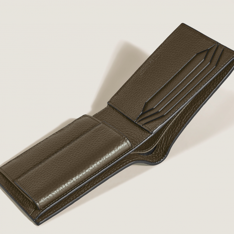 Portefeuille 4cc avec Porte-Monnaie en Cuir Grainé