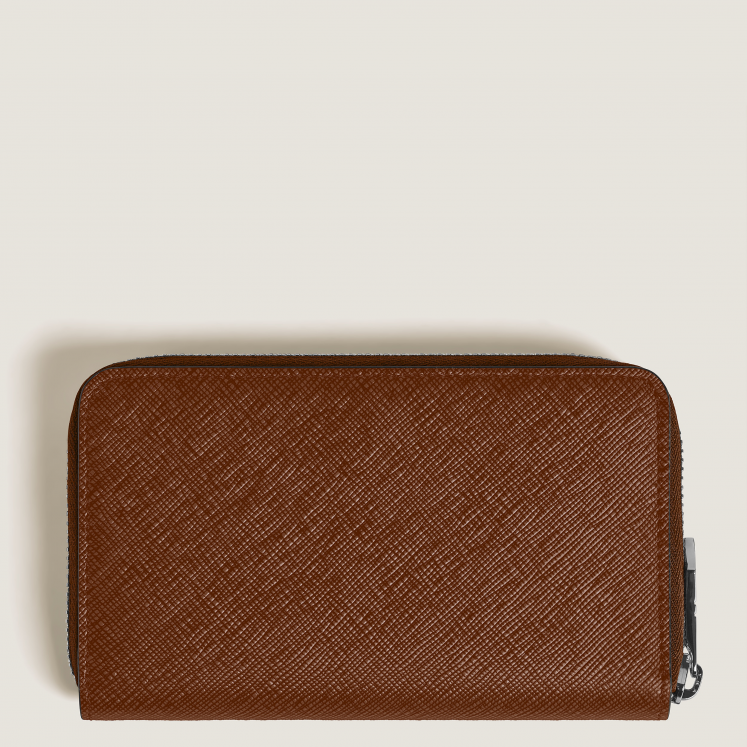 Portefeuille Continental Moyen 12cc Zippé en Cuir Sartorial